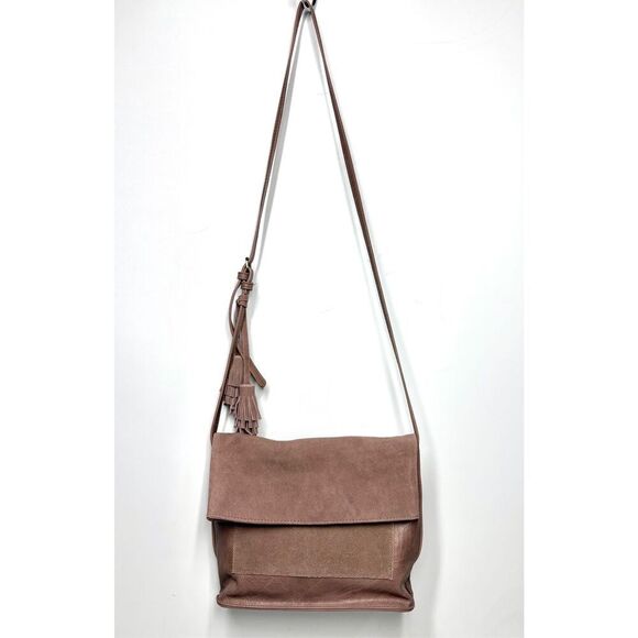Antik Kraft Boho Brown Suede Vegan Leather Fold Over Crossbody Purse Tassel - Picture 6 of 9